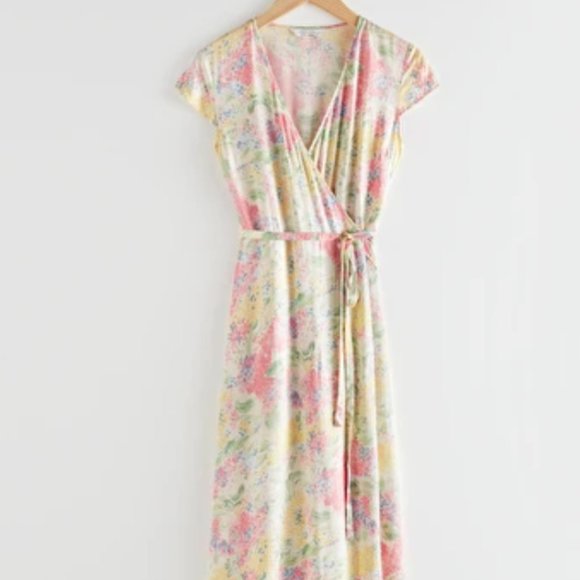 & other stories SATIN WRAP MIDI DRESS SZ 0 NWT - Picture 2 of 3